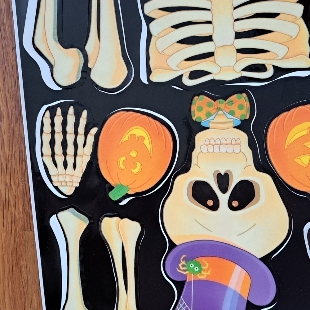 Vintage Halloween Window Clings Lot of 4 Sheets Witch Ghost Skeleton Pumpkin - Picture 14 of 16